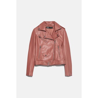 (2 MÀU) ÁO KHOÁC DA BIKER JACKET ZARA NỮ XUẤT TUỒN MÀU HỒNG ĐEN