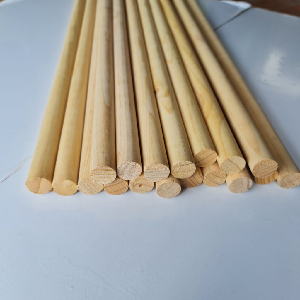 Thanh gỗ thông tròn phi 2.5cm - dài 1m, 80CM treo rèm_Thanh gỗ tròn đường kính 2.5cm