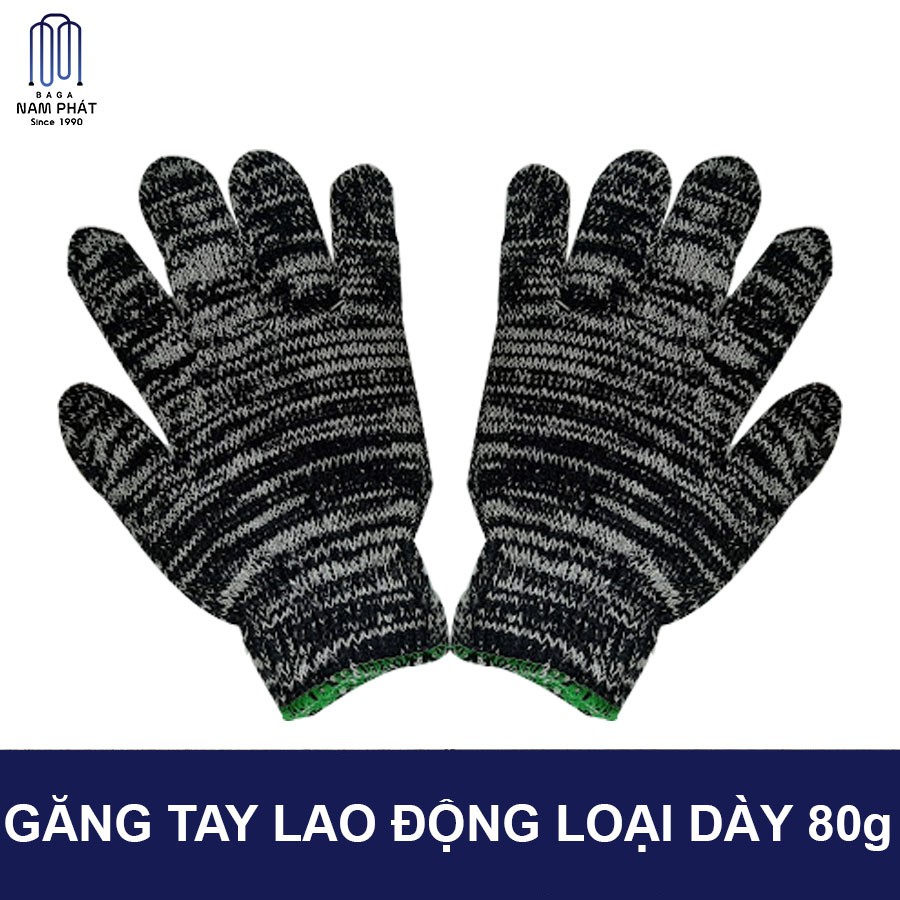 Găng tay bảo hộ sợi len 80g găng tay muối tiêu chống trơn trượt, thao tác linh hoạt, không hầm bí (loại dày)