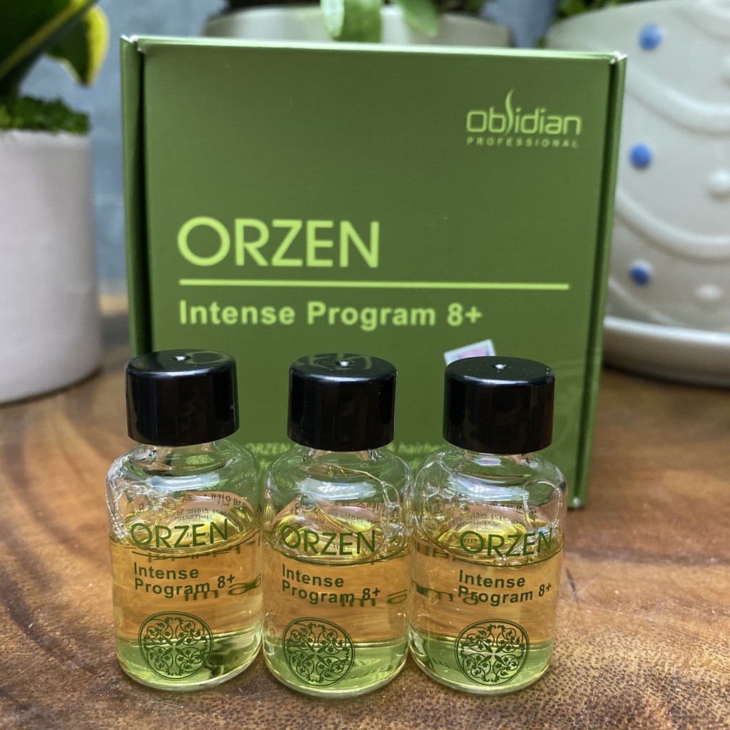 Combo 3 lọ tinh dầu chống rụng và tăng trưởng kích thích mọc tóc Orzen Intense Program 8+ (Obsidian) 3x6ml