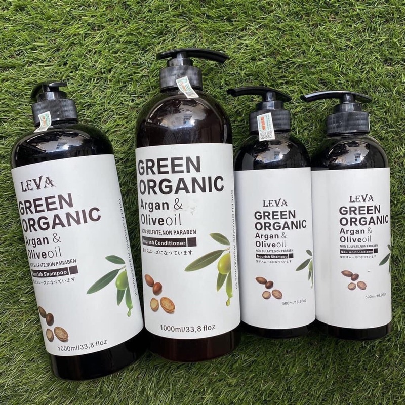 Dầu gội siêu mượt phục hồi LEVA Green Organic Argan &amp; Olive oil ( hương nước hoa) 500ml