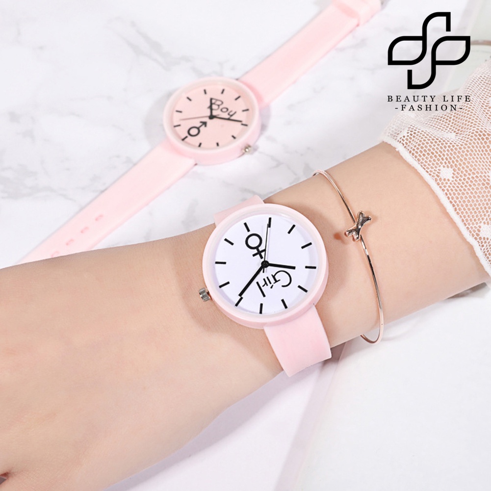 BEA™ Fashion Girl Round Dial Silicone Band No Number Quartz Jelly Watch