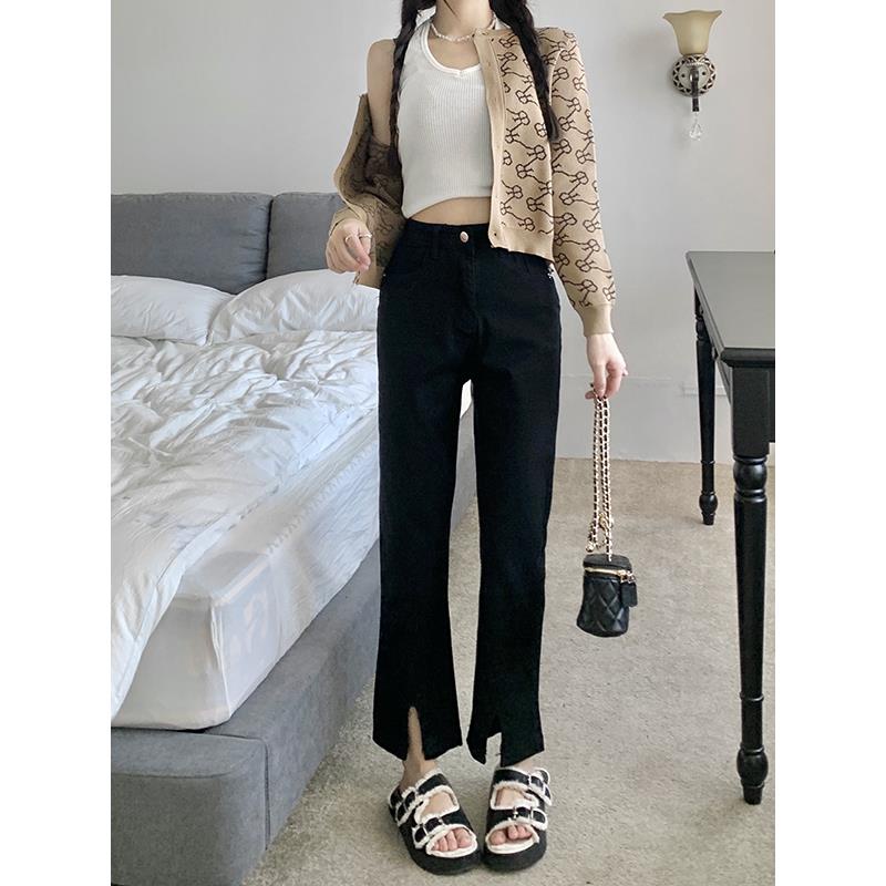 Quần Jean Đen Dáng Ôm Ống Đứng Thời Trang Cho Nữ