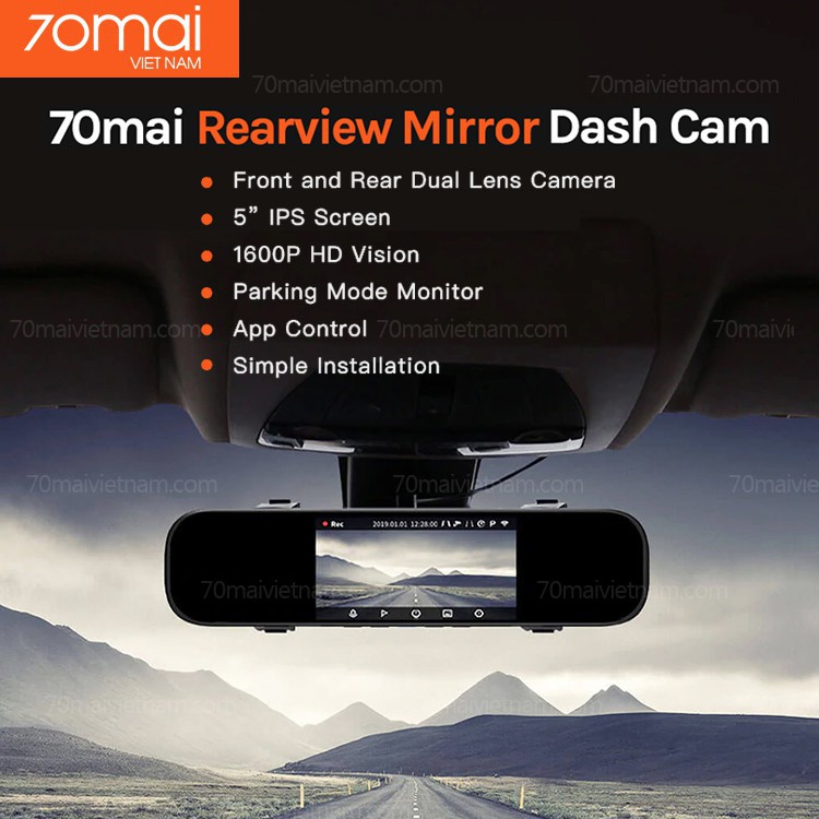 {Camera +Cam lùi} Camera hành trình dạng gương 70MAI rearview Dash cam Midrive D04 - Tiếng Anh Quốc Tế | BigBuy360 - bigbuy360.vn