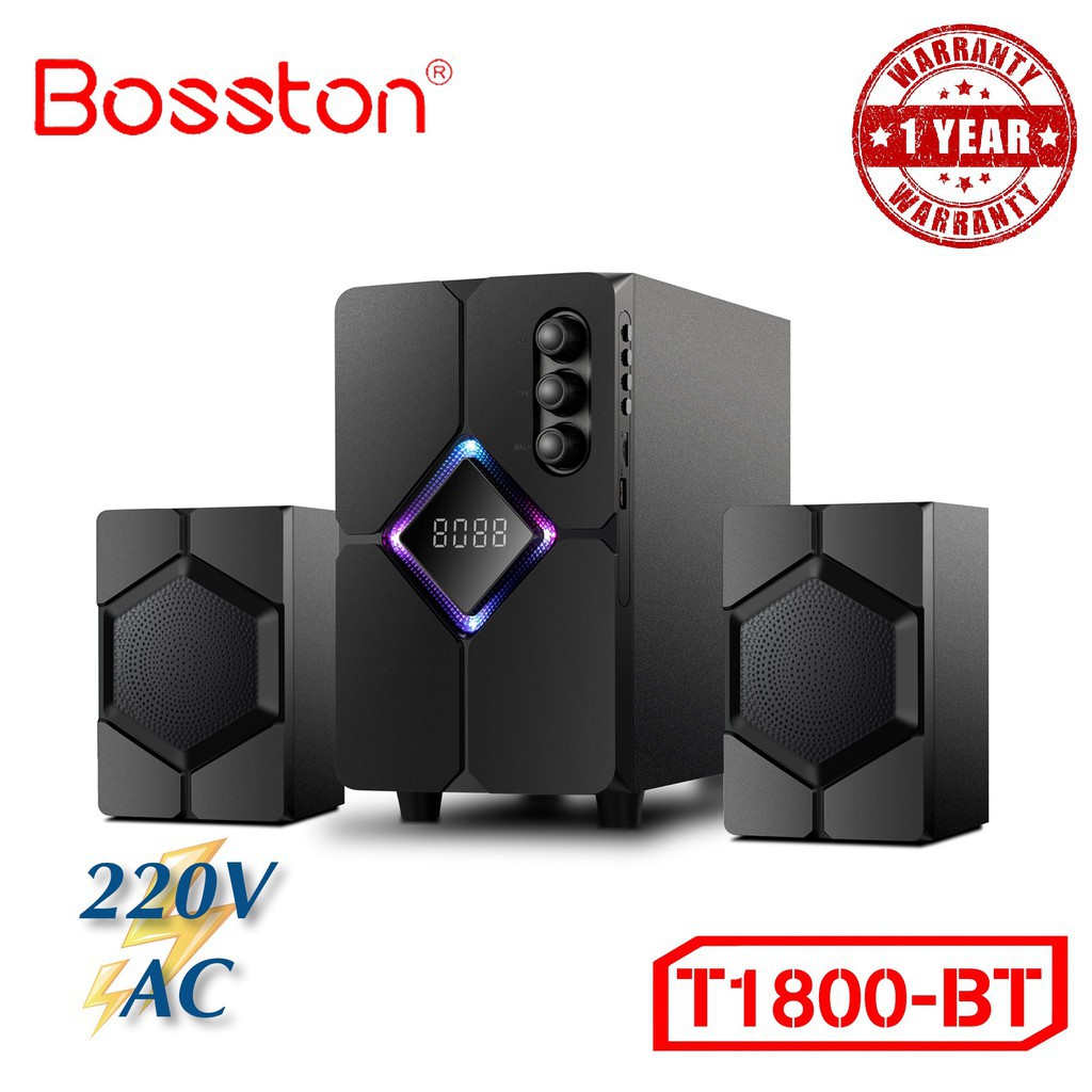 [Bh 12 tháng] Loa vi tính 2.1 Bosston T1800 Led RGB - AC 220v tích hợp Bluetooth Usb thẻ nhớ