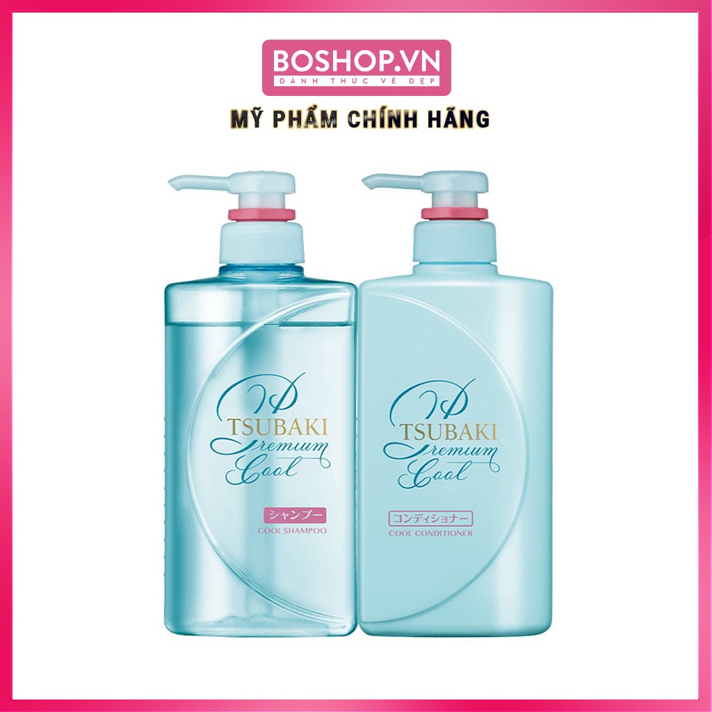 Set Dầu Gội Xả Sạch Dầu Mát Lạnh Tsubaki Premium Cool Set 490ml