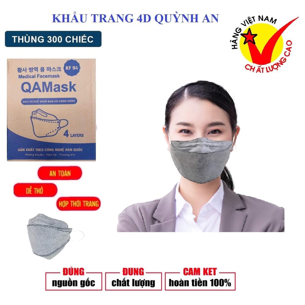 THÙNG 300 CHIẾC KHẨU TRANG KHÁNG KHUẨN CHỐNG BỤI BẨN 4D KF94