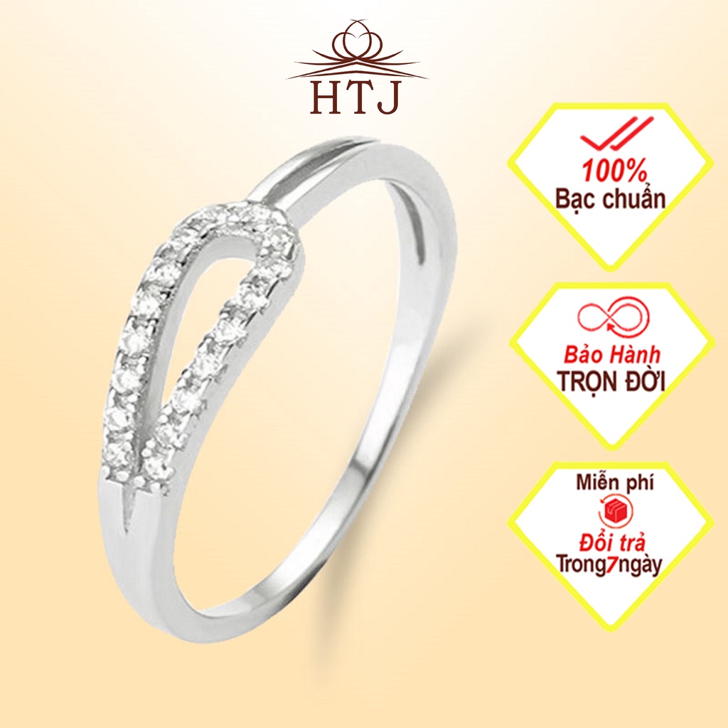 Nhẫn bạc nữ đơn giản 925 cao cấp, nhẫn nữ Tình bạn đính đá HTJ - T018