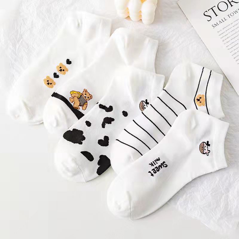Vớ Cổ Ngắn Nữ, Tất Nữ Cổ Ngắn - Tất Lưới Màu Sắc Đa Dạng Chất Liệu Cotton Mềm Mịn, Thoáng Mát, Không Xù Lông