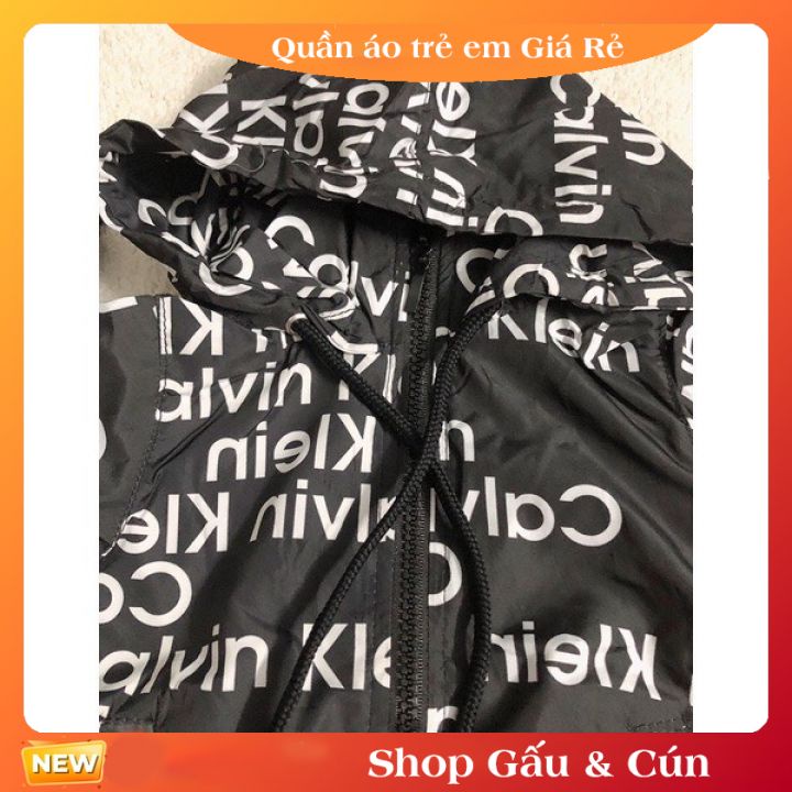 Bộ quần áo gió cho bé trai bé gái Hàng Quảng Châu in chữ 8-15kg
