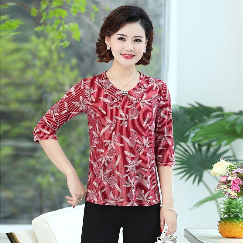 Áo kiểu nữ trung niên -áo sơ mi tay ngắn cho bà cho mẹ