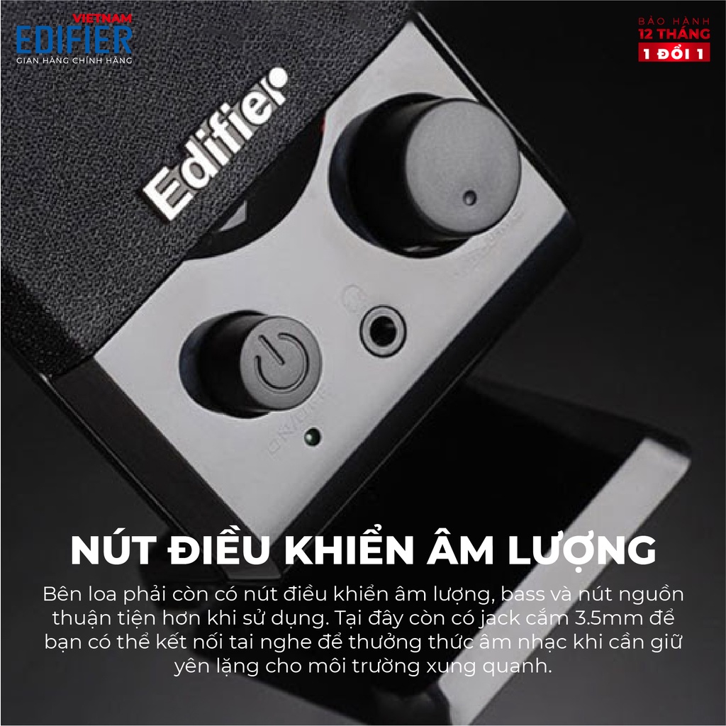 Loa vi tính EDIFIER M1250 - Loa 2.0 mini cổng nguồn USB - Thiết kể nhỏ gọn - Vỏ gỗ giảm dội âm Hàng phân phối chính hãng