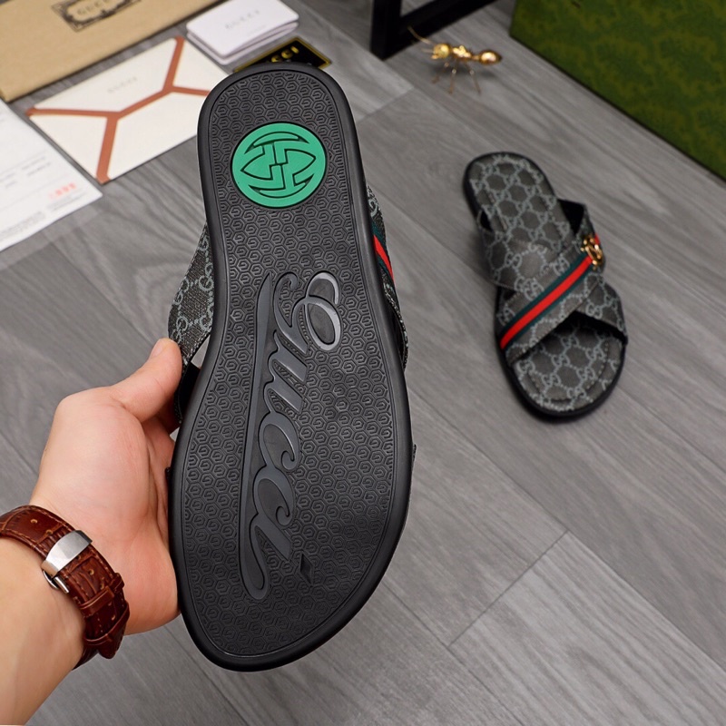 Dép quai chéo cao cấp cho nam hoạ tiết thương hiệu Gucci GC/GG mẫu mới