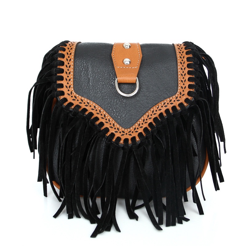 Ielgy Bohemian Túi Đeo Chéo Tua Rua Mờ