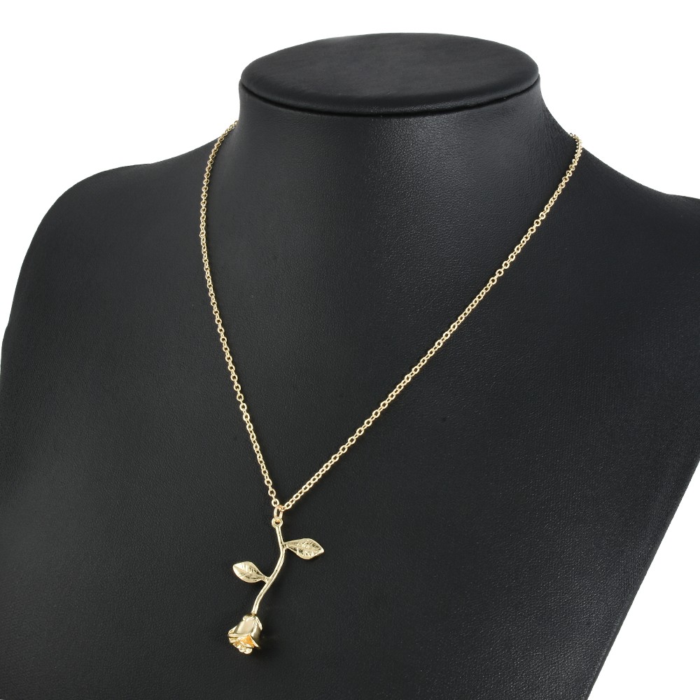 【sweet】Fashion woman Charm delicate Rose Flower Pendant Necklace wedding gift jewelry