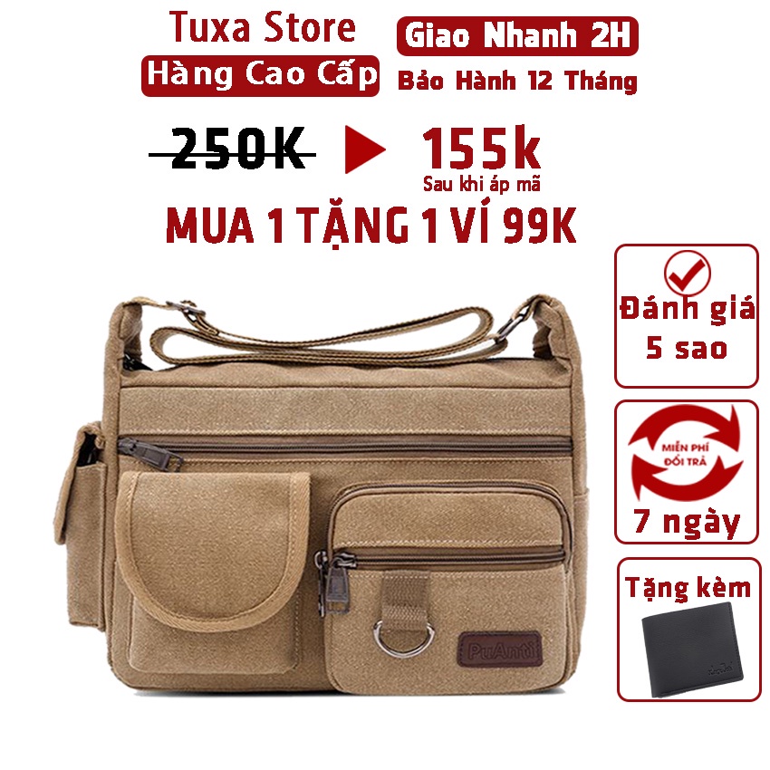Túi Đeo Chéo Nữ Vải Bố Hàn Quốc Đựng Sách Đi Làm Đi Học Túi Đeo Nam Canvas Tuxa
