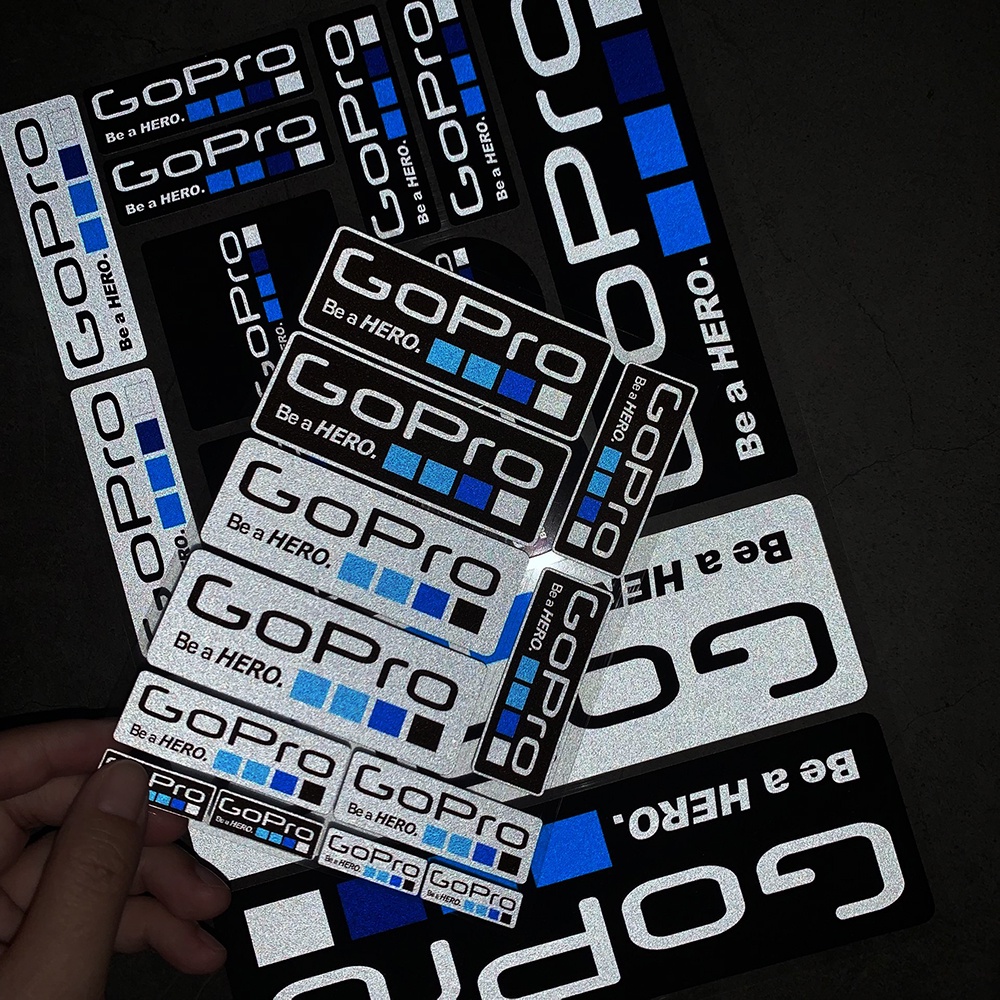 Miếng Dán Phản Quang Hình Logo Gopro Trang Trí Thân Xe Mô Tô Mũ Bảo Hiểm