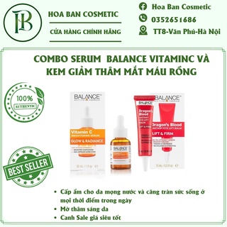 Combo Serum Trắng Da Balance VitaminC Brightening và Kem Giảm Thâm Mắt Máu Rồng Balance Active Formula Dragon Blood