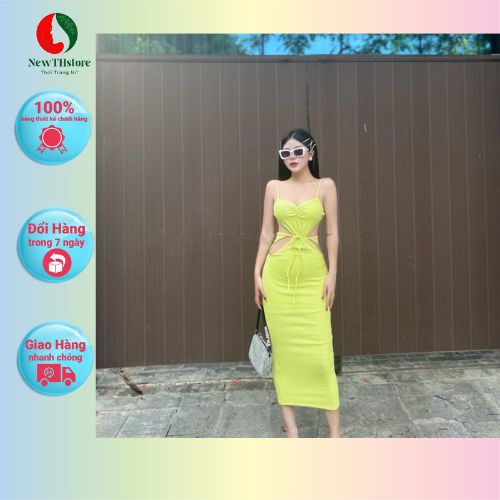 Đầm maxxi dài dây khoéc 2 bên eo kiểu mới chất thun co giãn