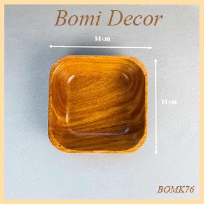 Tô gỗ decor BOMI - Tô gỗ đựng đồ ăn gỗ đỏ hình vuông siêu đáng yêu BOMK76