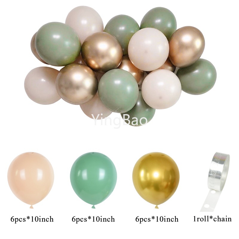 Bộ 19 Bong Bóng Latex Màu Xanh Lá Cây Trang Trí Tiệc Sinh Nhật Bé/Sân Vườn Tiệc Cưới