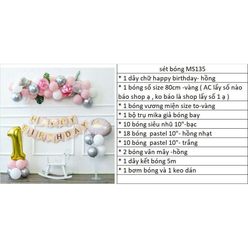 SET BÓNG TRANG TRÍ SINH NHẬT HAPPY BIRTHDAY MẪU HÀN QUỐC SINH NHẬT HÀN QUỐC, CON THỎ, CON GẤU, HOA CÚC