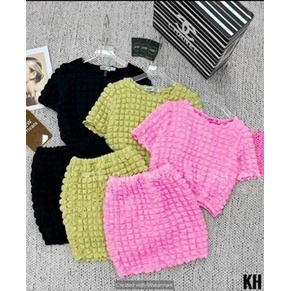 Set chân váy áo croptop kiểu nữ, chân váy ôm body đẹp kèm áo kiểu nữ bánh bèo chất xốp cao cấp