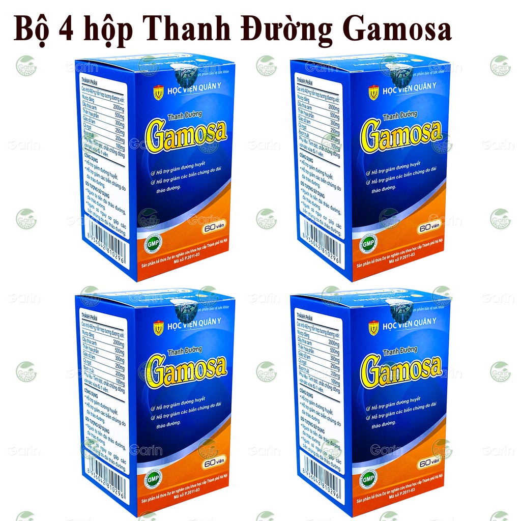 Liệu trình 2 tháng 4 hộp Thanh đường gamosa Học Viện Quân Y (60 viên x 4) giúp giảm đường huyết, phòng ngừa tiểu đường