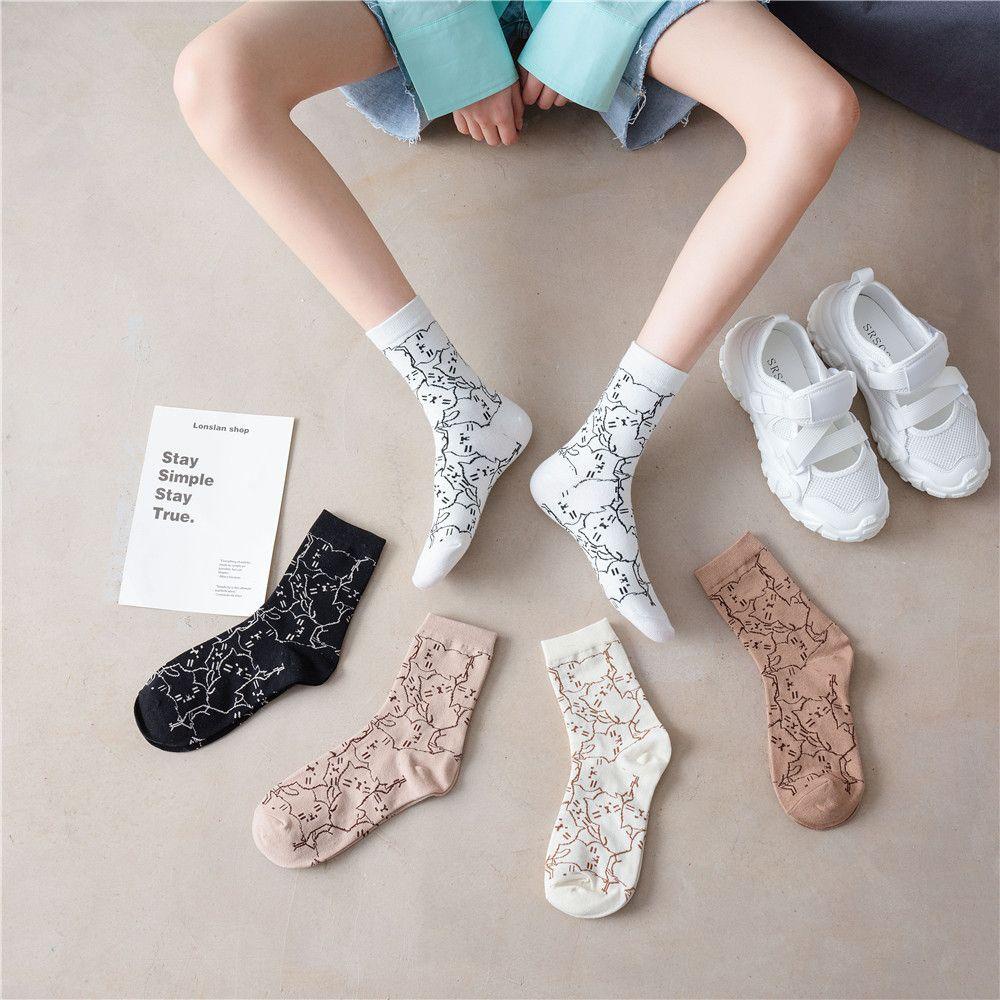 Vớ Nữ In Hình Mèo Hoạt Hình Vui Nhộn