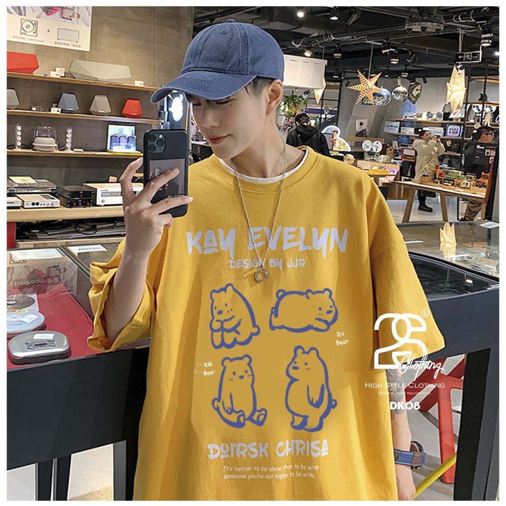 Áo Thun Unisex Nam Tay Lỡ Vải Cotton 2S Clothing, Áo Phông Nelly Cộc Tay Unisex Màu Vàng Bò DK08