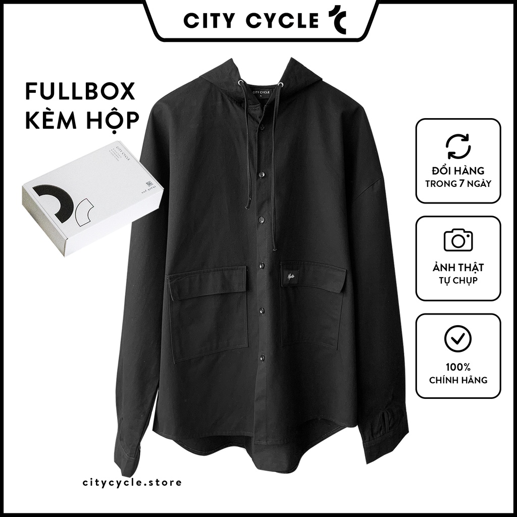 Áo khoác sơ mi hoodie City Cycle - Áo chống nắng nam nữ Unisex form rộng Local Brand