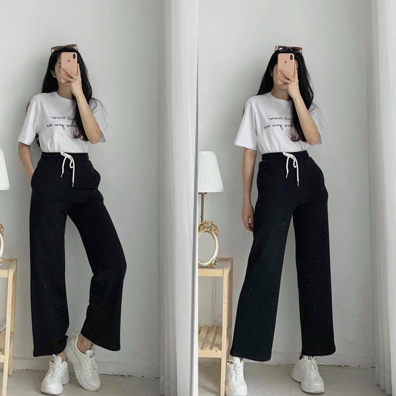 Quần Dài Nữ Ống Rộng Dây Rút Chất Nỉ Da Cá Mềm Mịn Co Giãn Tốt Mặc Đẹp Dễ Phối Đồ Đi Chơi [NEW UNISEX]