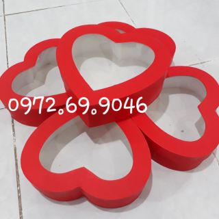 COMBO 10 HỘP QUÀ TRÁI TIM NẮP KIẾNG 23CM MÀU ĐỎ - HỘP QUÀ GIÁ RẺ SÀI GÒN