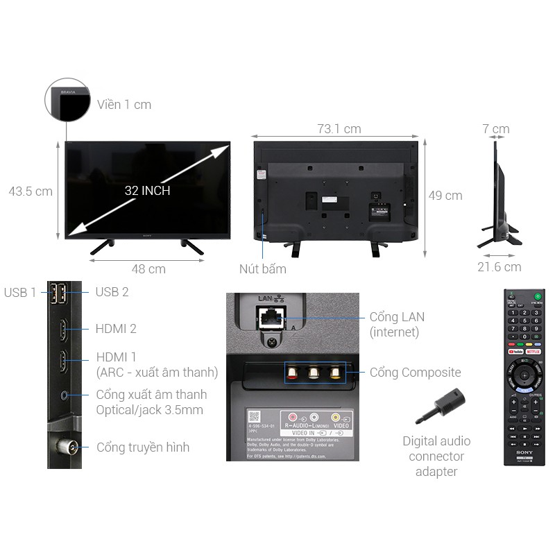 Smart Tivi Sony 32 inch KDL-32W610F | BigBuy360 - bigbuy360.vn