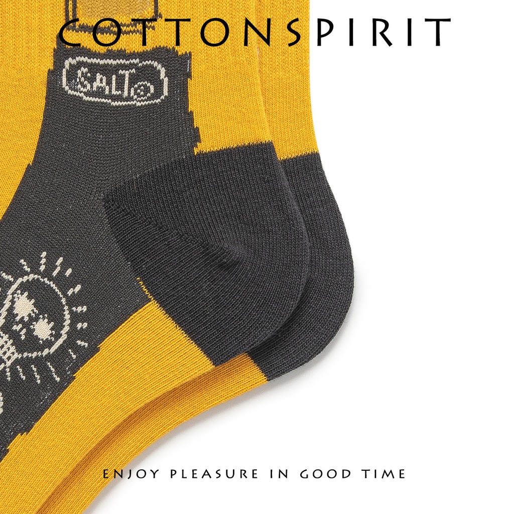 Tất Nam nữ Unisex Cổ Cao thiết kế In hình Graffiti Cá tính Thu Đông Cotton Cao cấp Vớ Cổ cao Nam nữ Unisex