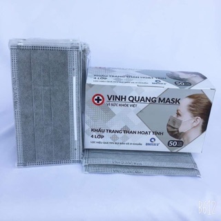 Khẩu trang y tế VINH QUANG 4 lớp than hoạt tính 1 hộp 50 cái