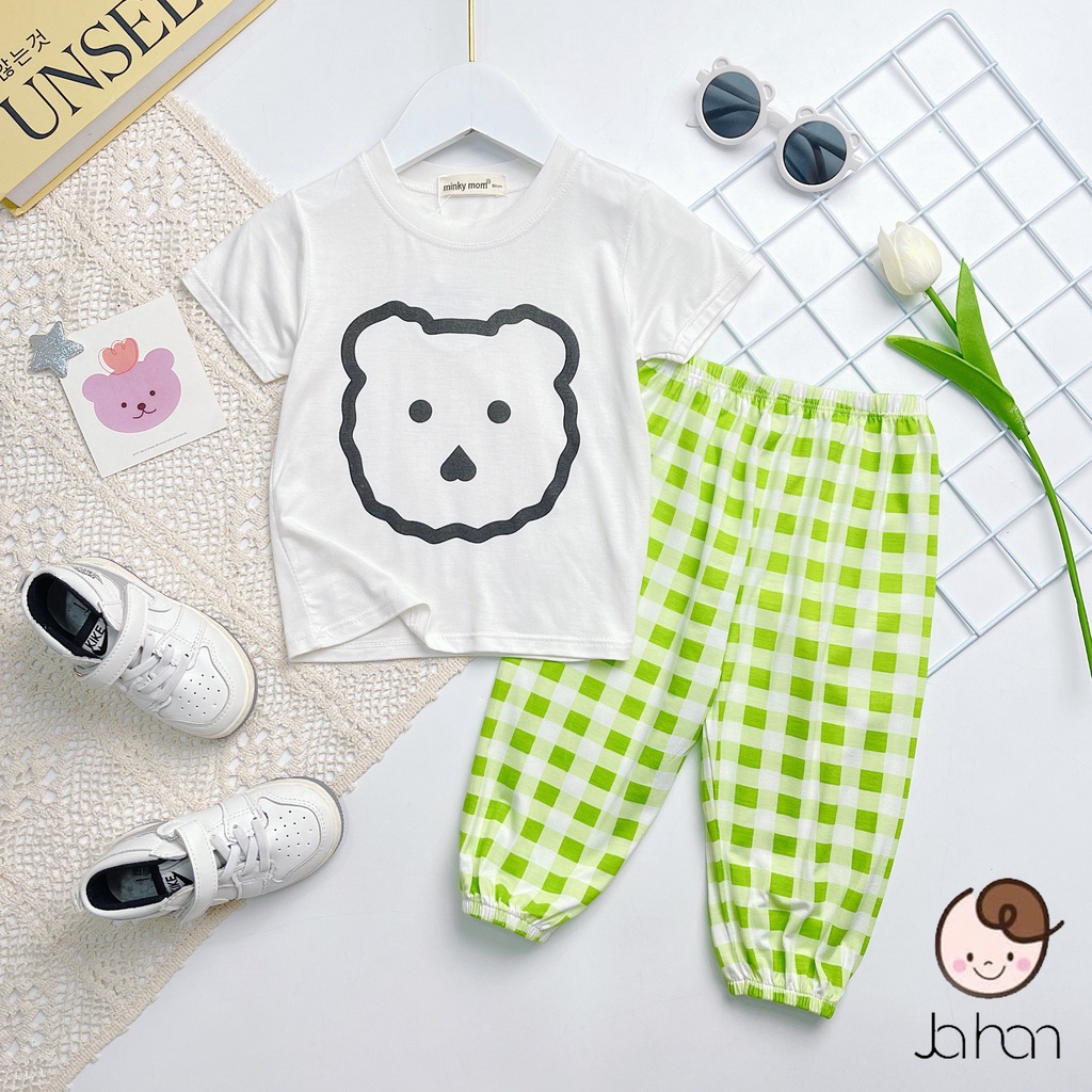 [Bé 7-19kg] Bộ tay ngắn quần dài Alibaba caro thun lạnh có túi cho bé trai bé gái từ 7-19kg HÀNG LOẠI 1