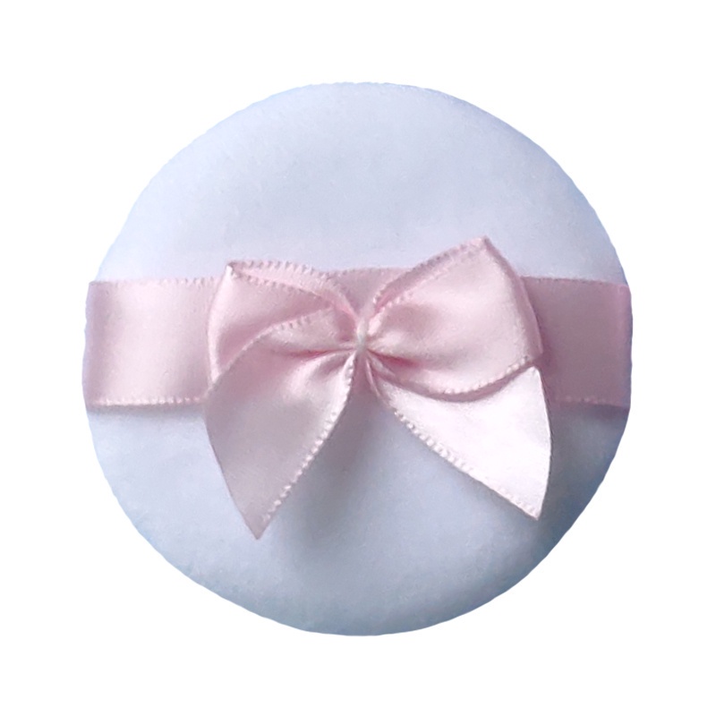 Bông Phấn Trang Điểm Hình Tròn Bằng Nhung Phối Nơ