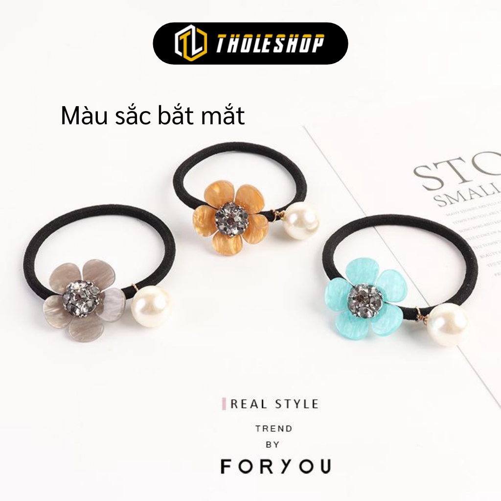 Dây Cột Tóc - Dây Buộc Hình Hoa Và Ngọc Đáng Yêu, Không Làm Đau Tóc  5994