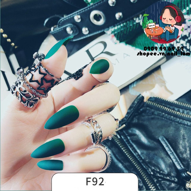 Móng Giả - Nail Dài Nhọn - Sơn Mịn [Sẵn Keo - Đóng Hộp 24 Mẫu Đủ Size]