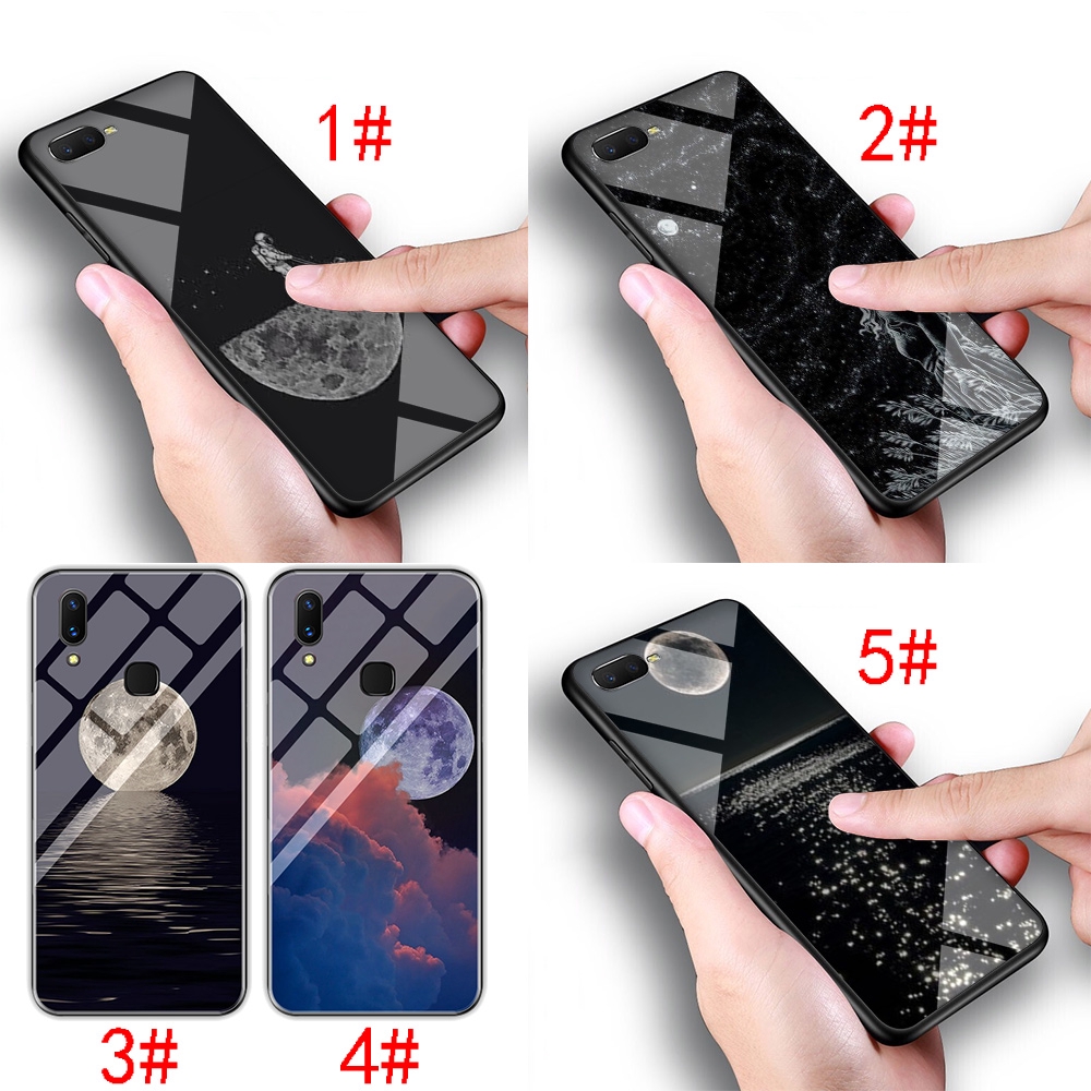 94S Moon OPPO A3s A5s A7 A37 A39 A57 A77 A73 F7 F9 F11 AX7 Pro TPU Tempered Glass Case