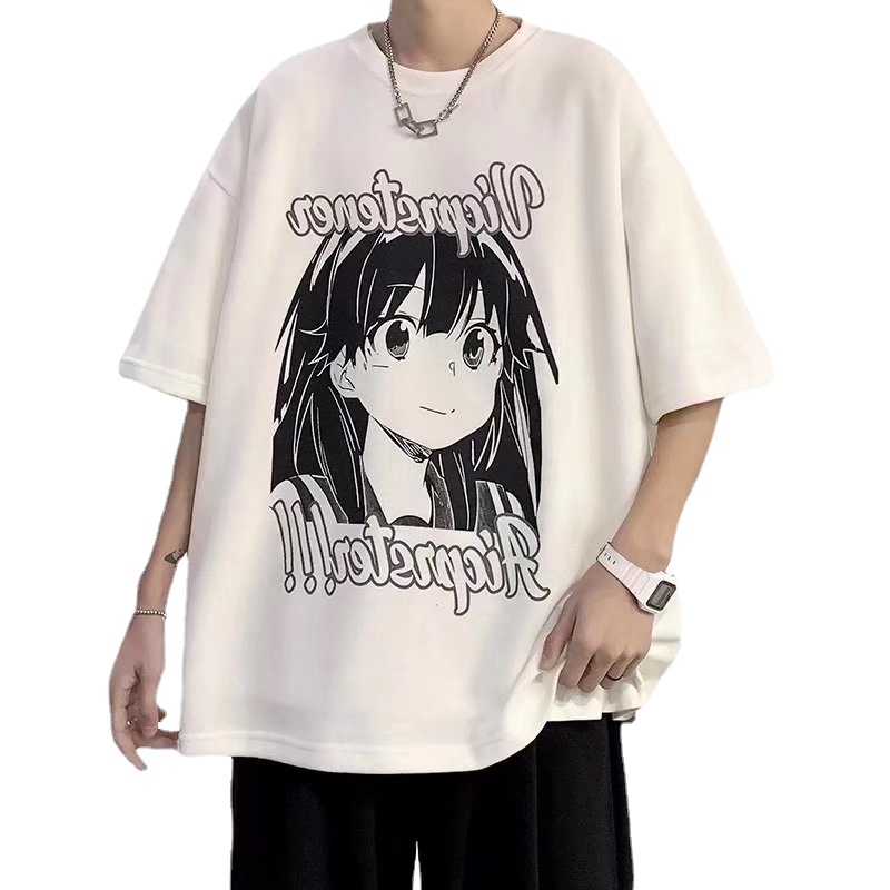 Áo Thun Mùa Hè Dáng Suông Tay Cộc In Họa Tiết Hoạt Hình Thời Trang Có size Lớn M-8XL Cho Nam