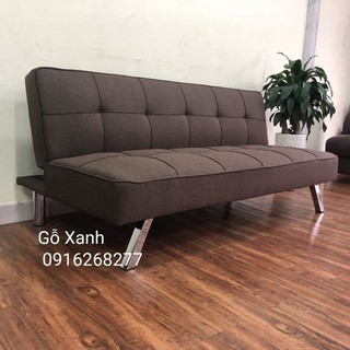 Ghế sofa giường xuất khẩu bọc vải bố màu nâu sang trọng