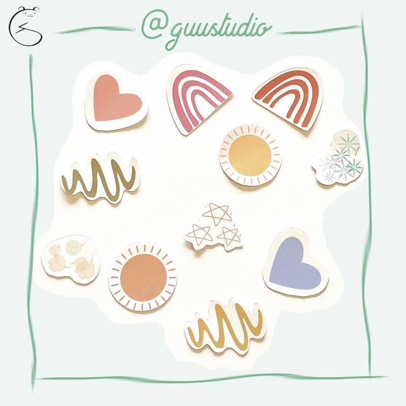 Set 10 mini Stickers DIY (hình dán) dễ thương, cute trang trí sổ, đồ dùng học tập | Hàng độc quyền nhà Gừ | guustudio