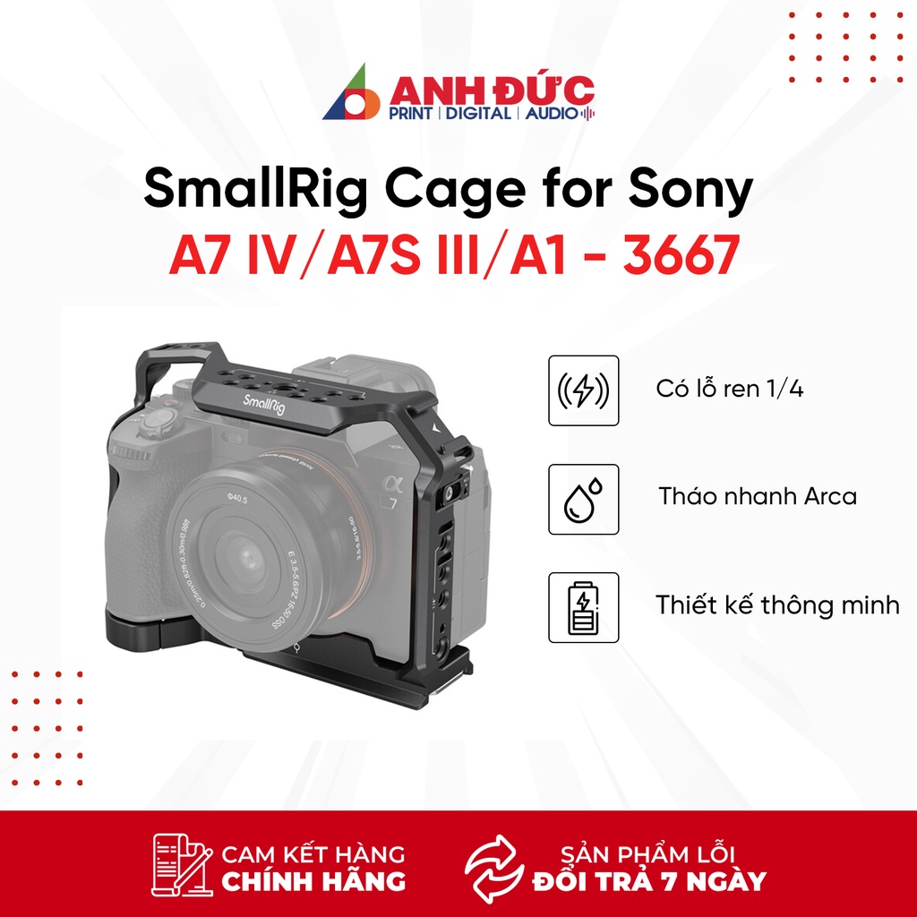 Khung máy ảnh SmallRig Full Camera Cage for Sony Alpha 7 IV/Alpha 7S III/Alpha 1 (Smallrig a74) - 36