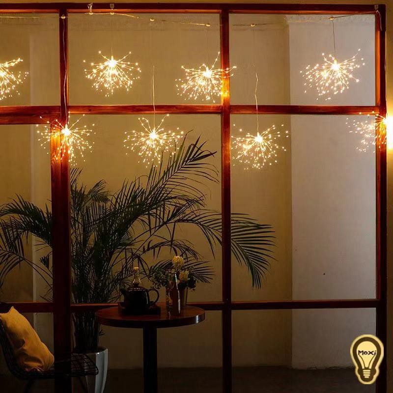 【HÀNG SẴN】 BỘ 5 Dây Đèn Led (5 chùm -200 nhánh- 690 bóng hình pháo hoa) decor trang trí nhà cửa,Tết,ban công MOXI.