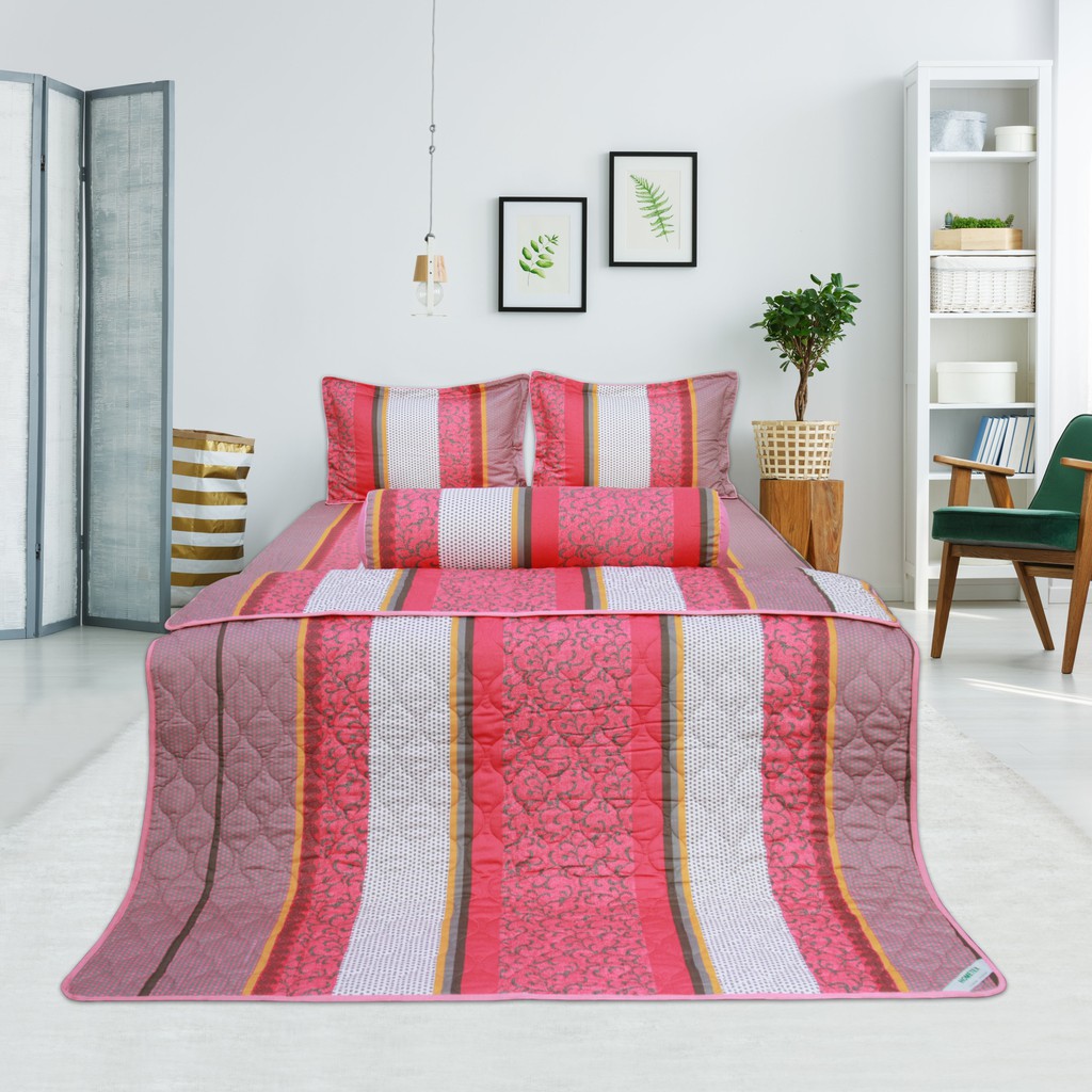 Bộ Drap gối cotton hoa Hometex