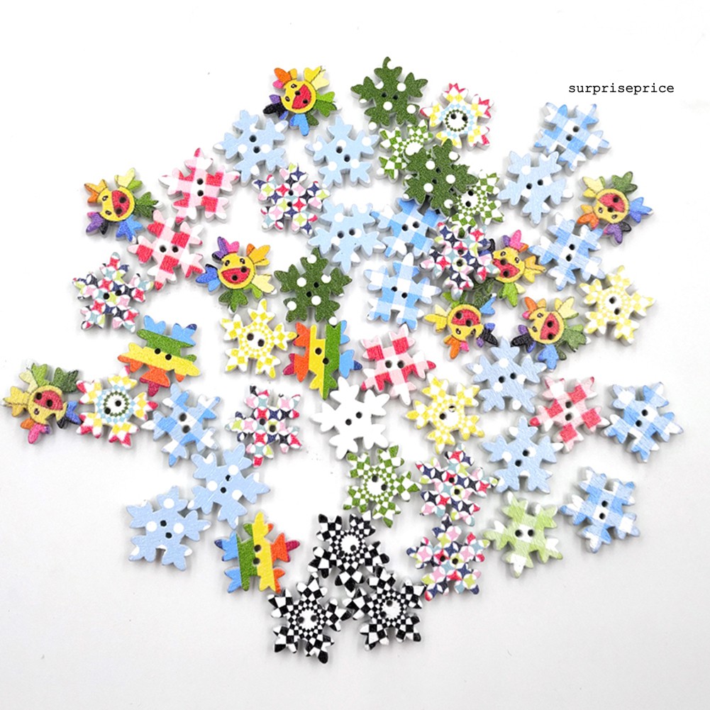 100 Khuy Gỗ Hình Bông Tuyết