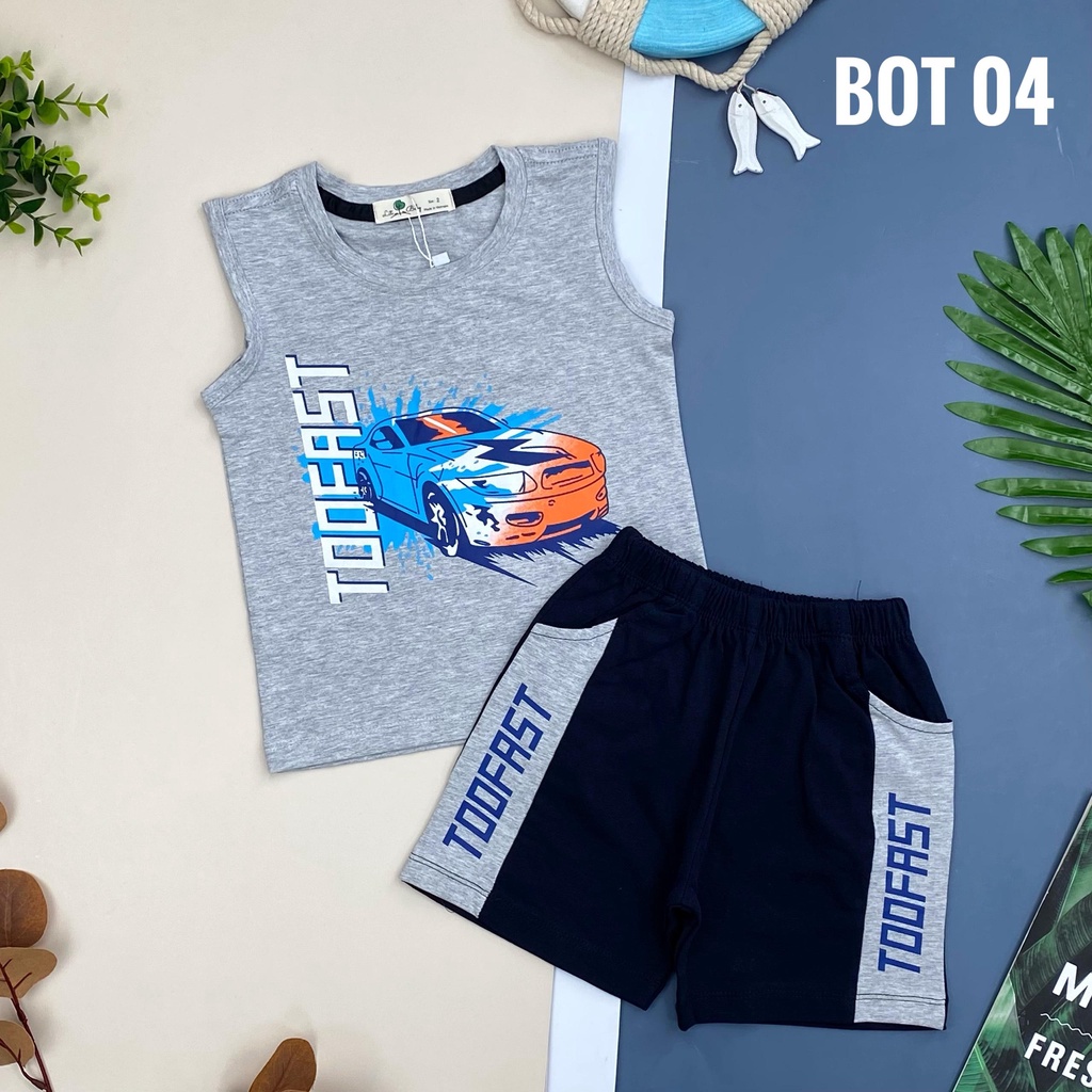 Bộ cotton sát nách LITIBABY hình ô tô TOOFAST, size 2/8T