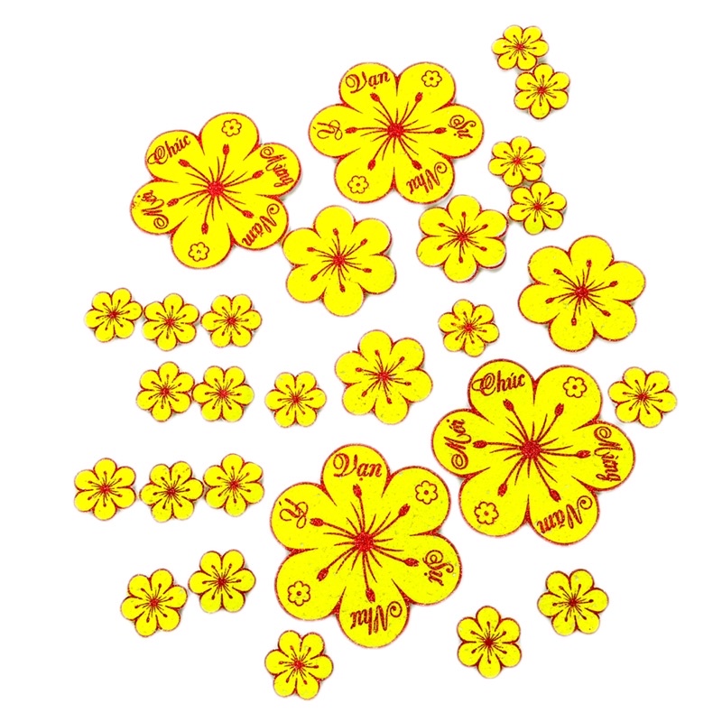 (HOT) Set 27 Hoa Mai Đủ Size Dán Tường
